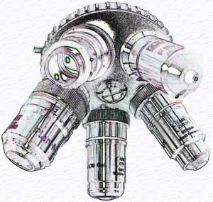 Mikroskop - symbolisiert Technik der Mikroskopie und Mikrofotografie. Diese Homepage lebt im hohen Ma&szlig;e von Bildern. Ich empfehle daher, die Anzeige von Bildern zuzulassen.